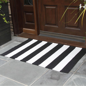Cotton Black & White Striped Rug 27.5 x 43 Inches (Oversized 2'x3